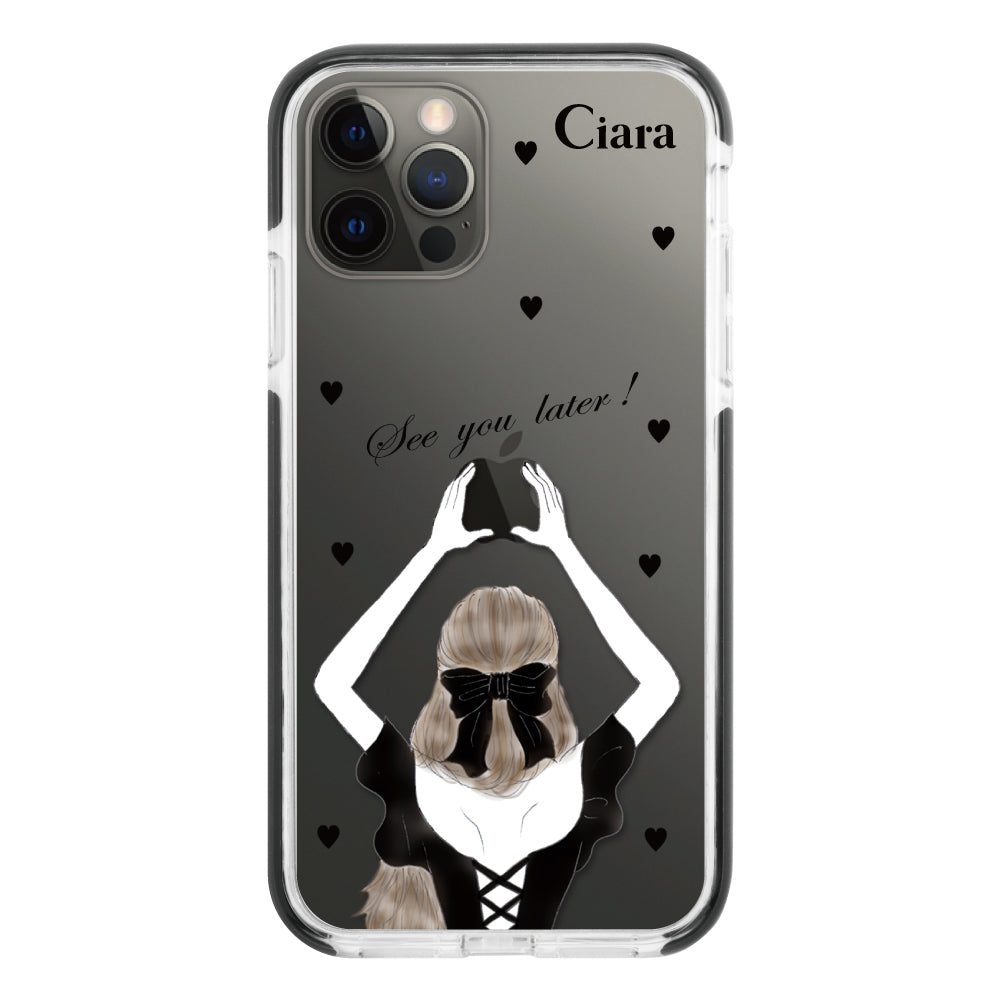 iPhoneX/XS クッションバンパー 耐衝撃クリアケース ブラックバックショット ブラック