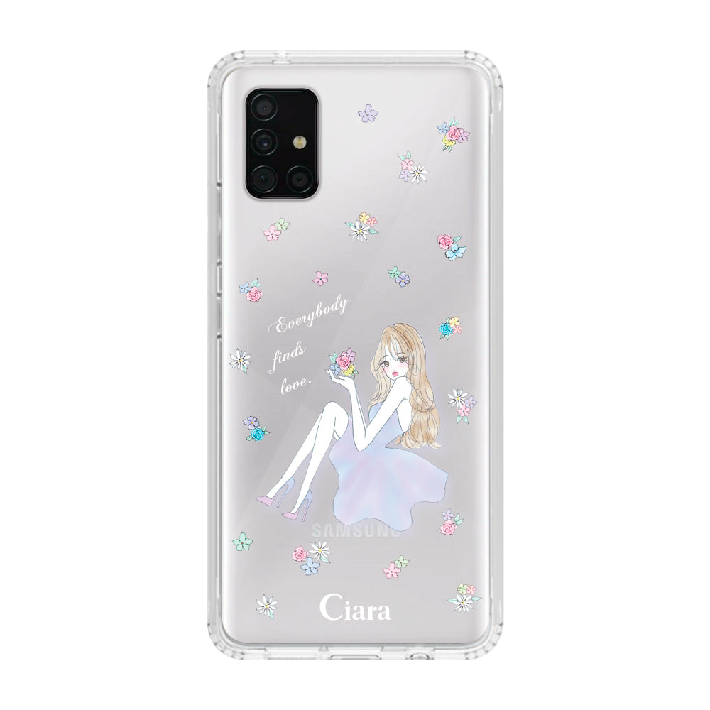 GalaxyA51ケース クリアケース ラベンダーガール クリア