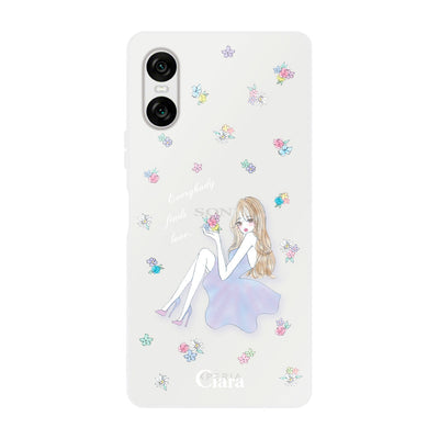 Xperiaケース クリアケース ラベンダーガール