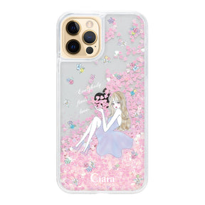 iPhone11Pro グリッター オイルクリアケース ラベンダーガール ピンク