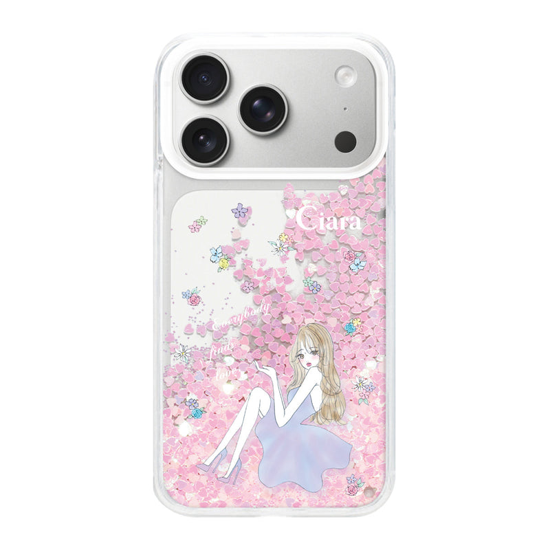 iPhoneケース グリッター オイルクリアケース ラベンダーガール