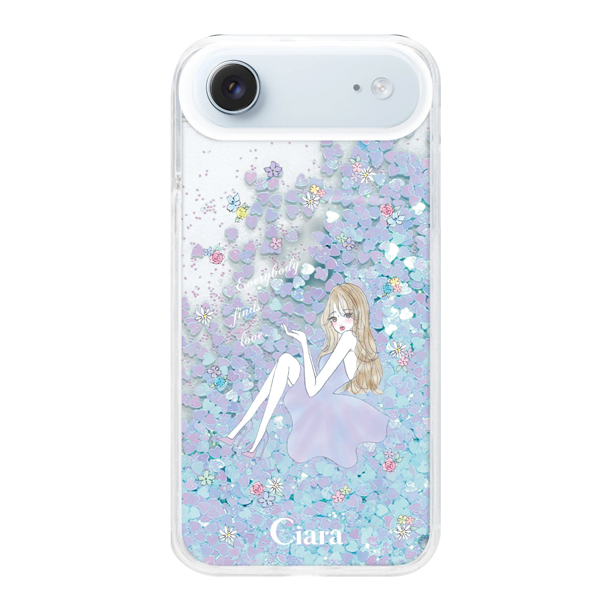 iPhoneAir グリッター オイルクリアケース ラベンダーガール ブルー
