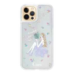 iPhone11Pro グリッター オイルクリアケース ラベンダーガール クリア