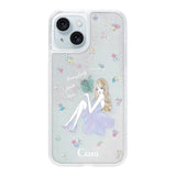 iPhone15Plus グリッター オイルクリアケース ラベンダーガール クリア