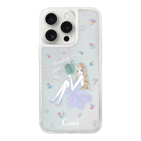 iPhone15ProMax グリッター オイルクリアケース ラベンダーガール クリア