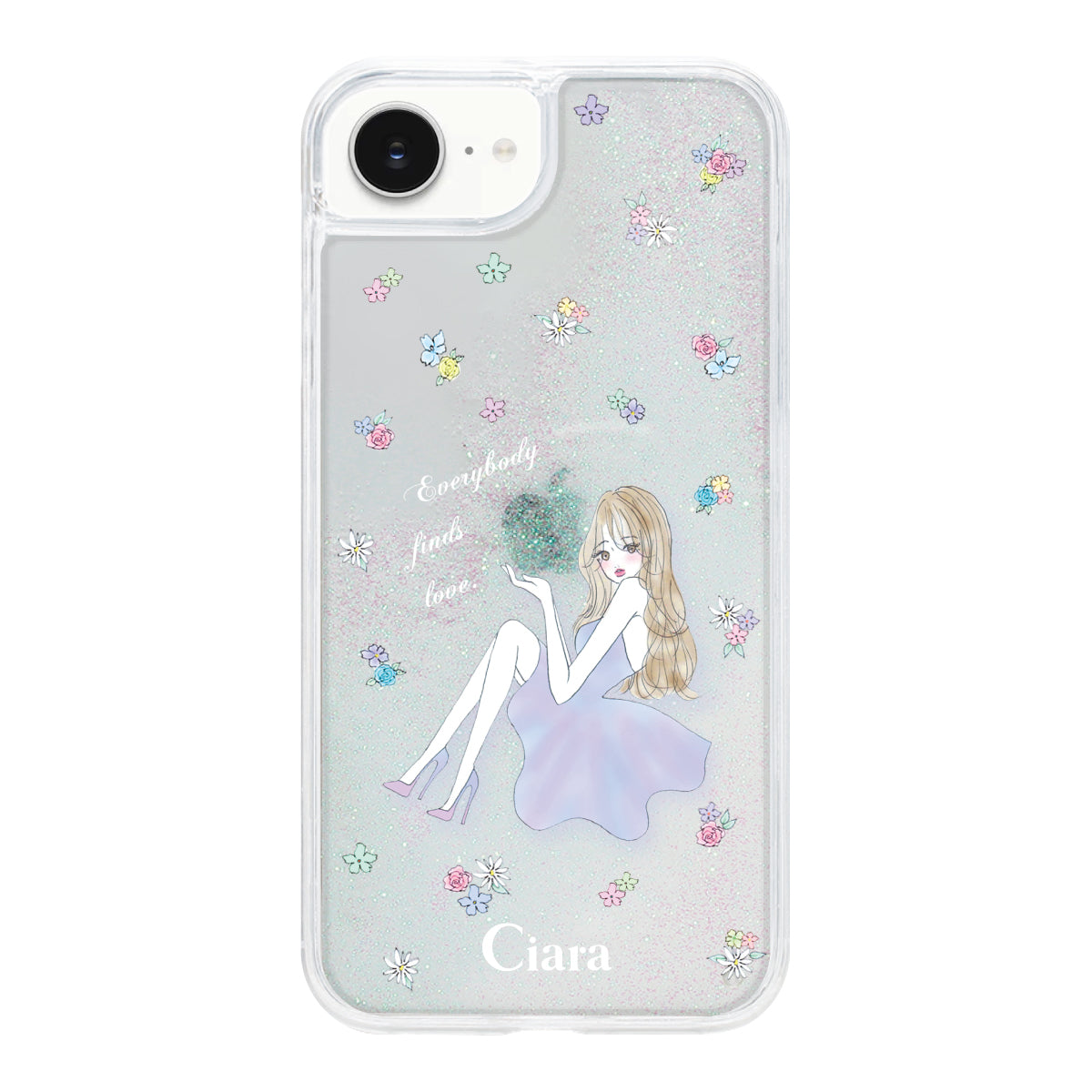 iPhoneケース サンドグリッター オイルクリアケース ラベンダーガール