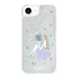 iPhone16e グリッター オイルクリアケース ラベンダーガール クリア