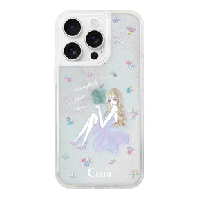 iPhone16ProMax グリッター オイルクリアケース ラベンダーガール クリア
