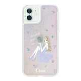 iPhone12mini グリッター オイルクリアケース ラベンダーガール パステル