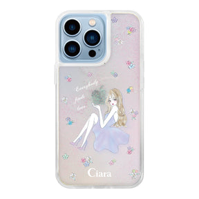 iPhone13ProMax グリッター オイルクリアケース ラベンダーガール パステル