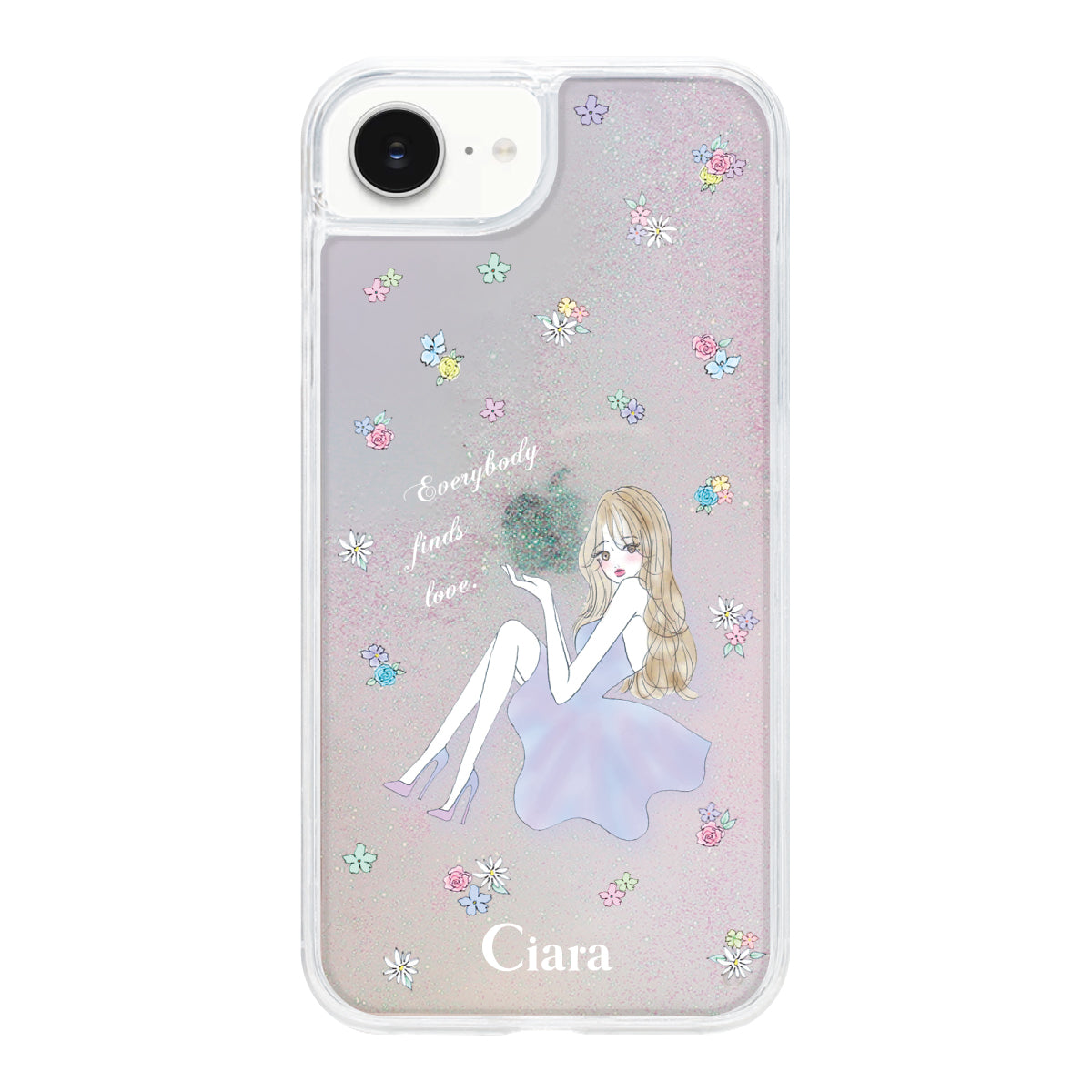 iPhoneケース サンドグリッター オイルクリアケース ラベンダーガール