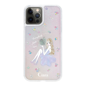 iPhoneX/XS グリッター オイルクリアケース ラベンダーガール パステル
