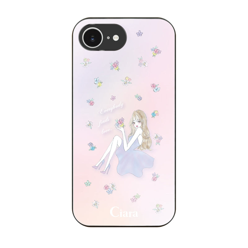 iPhoneケース ガラス 強化ガラスケース ラベンダーガール