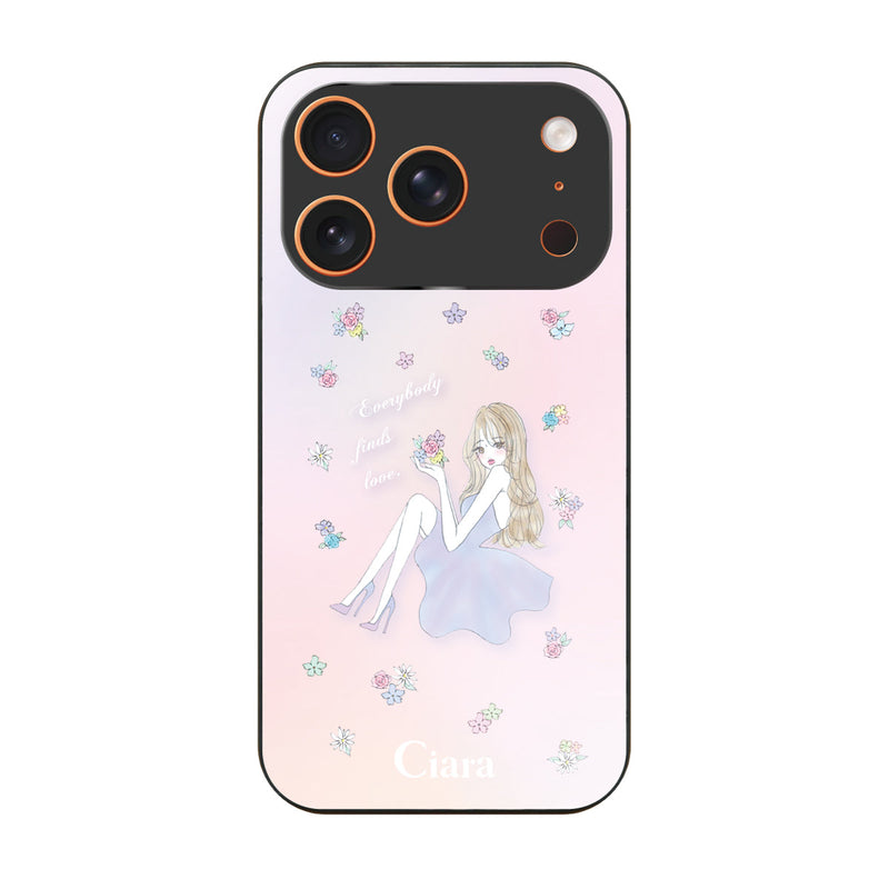 iPhoneケース ガラス 強化ガラスケース ラベンダーガール