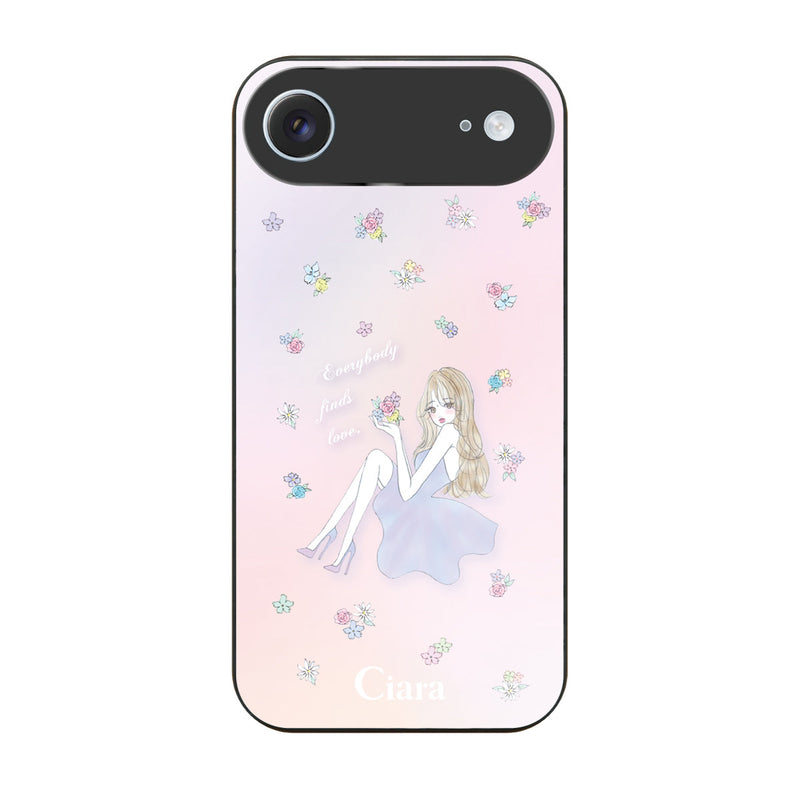 iPhoneケース ガラス 強化ガラスケース ラベンダーガール