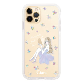 iPhone11Pro クッションバンパー 耐衝撃クリアケース ラベンダーガール クリア
