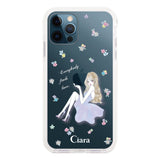 iPhone12ProMax クッションバンパー 耐衝撃クリアケース ラベンダーガール クリア
