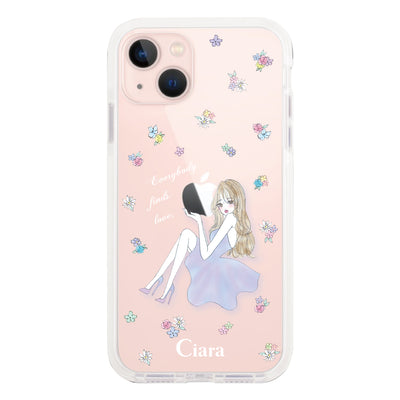 iPhoneケース クッションバンパー 耐衝撃クリアケース ラベンダーガール