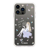 iPhone13Pro クッションバンパー 耐衝撃クリアケース ラベンダーガール クリア