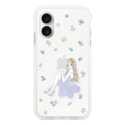 iPhoneケース クッションバンパー 耐衝撃クリアケース ラベンダーガール