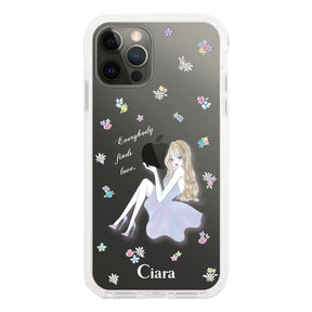 iPhoneX/XS クッションバンパー 耐衝撃クリアケース ラベンダーガール クリア