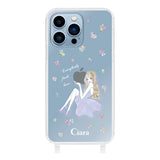 iPhone13ProMax ストラップクリアケース ラベンダーガール クリア