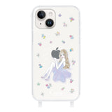 iPhone14 ストラップクリアケース ラベンダーガール クリア