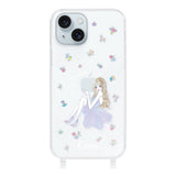 iPhone15Plus ストラップクリアケース ラベンダーガール クリア