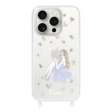 iPhone15ProMax ストラップクリアケース ラベンダーガール クリア