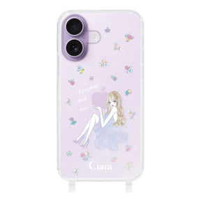 iPhone17 ストラップクリアケース ラベンダーガール クリア