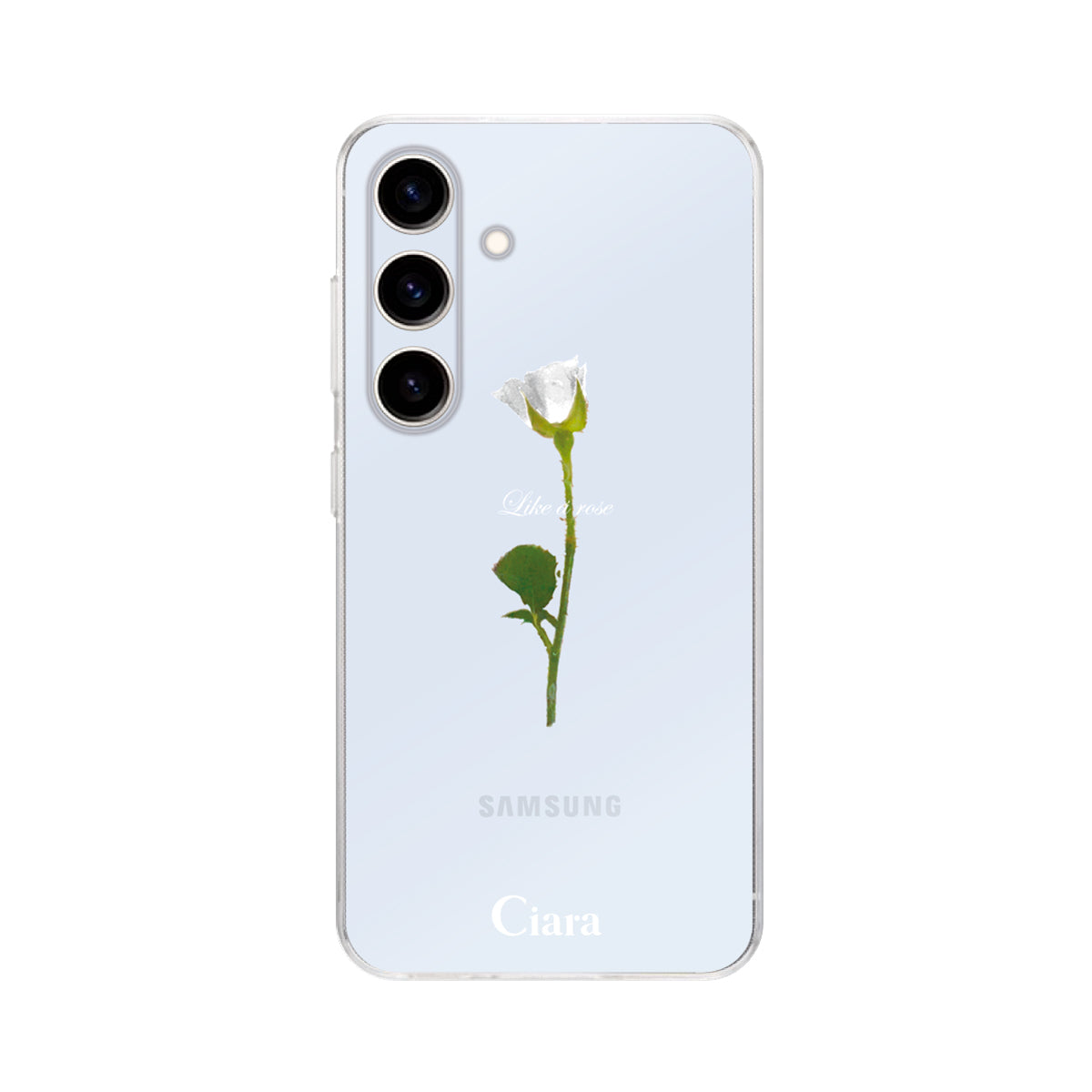 GalaxyS25 クリアケース ウォーターローズ ホワイト