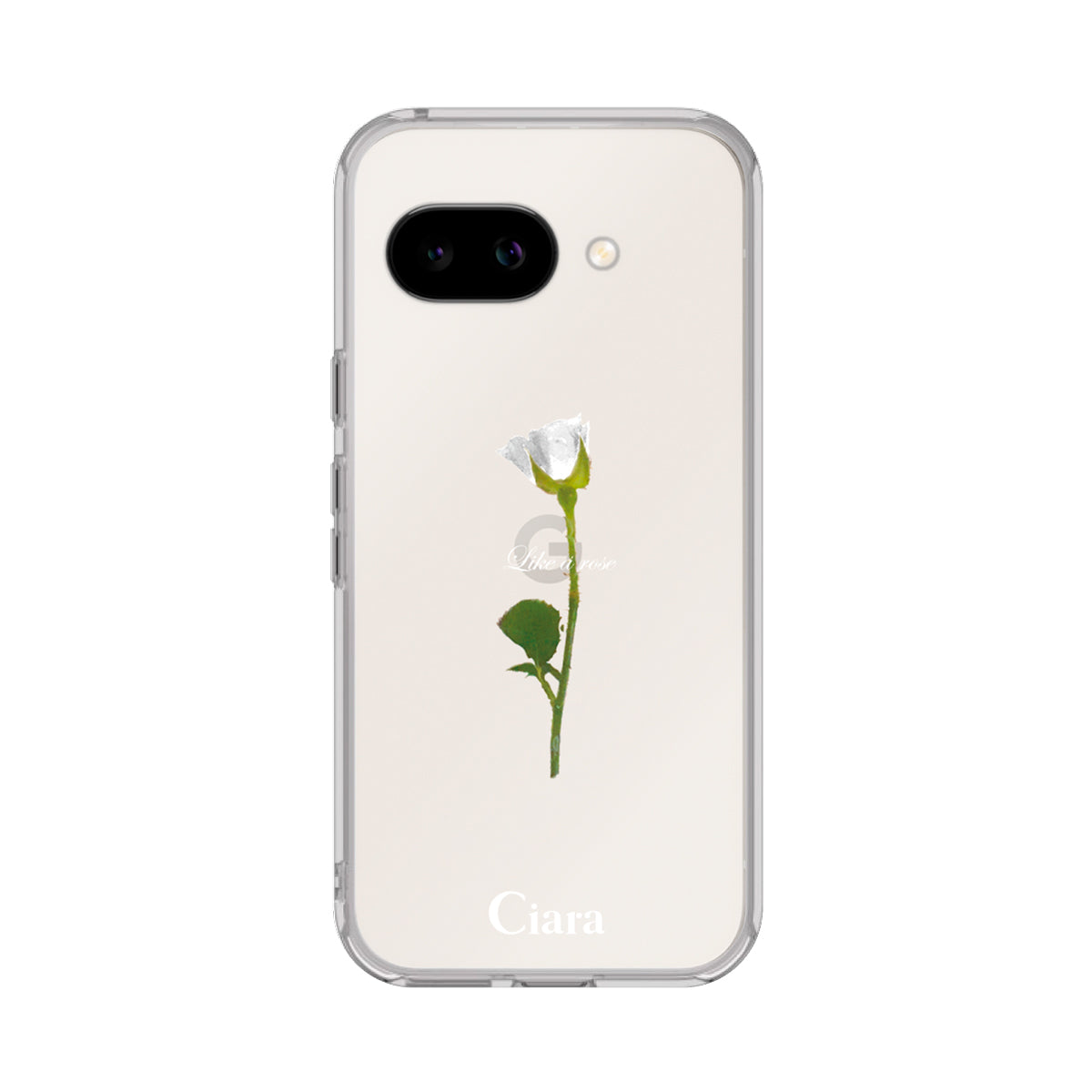 GooglePixel9a クリアケース ウォーターローズ ホワイト