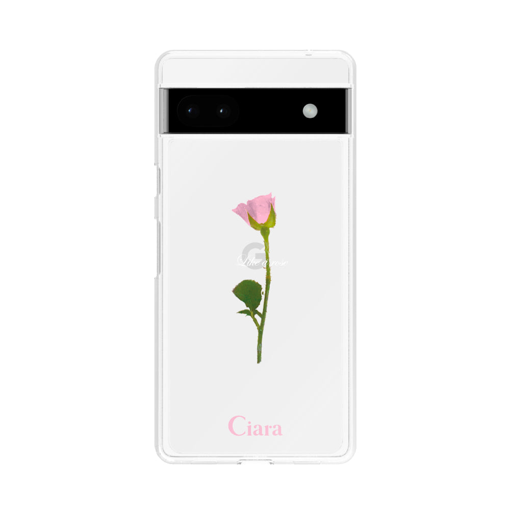GooglePixel6aケース クリアケース ウォーターローズ ピンク