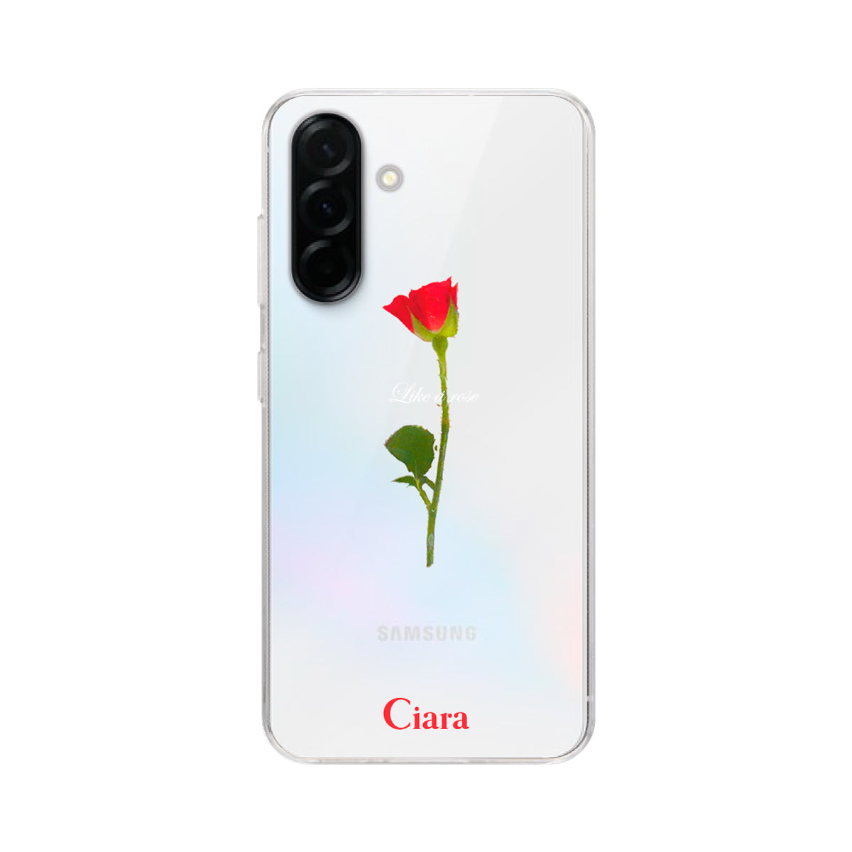GalaxyA36 クリアケース ウォーターローズ レッド