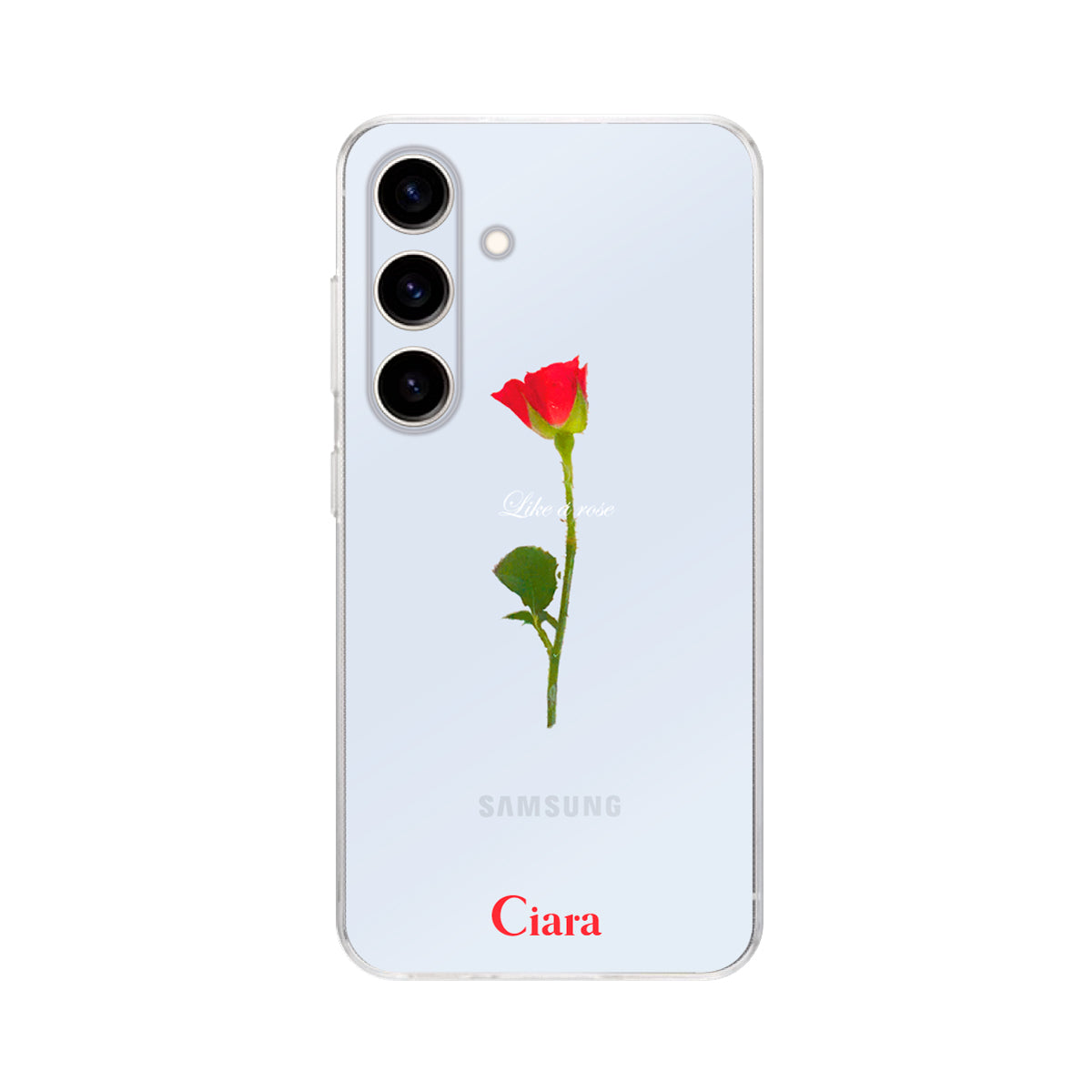GalaxyS25 クリアケース ウォーターローズ レッド