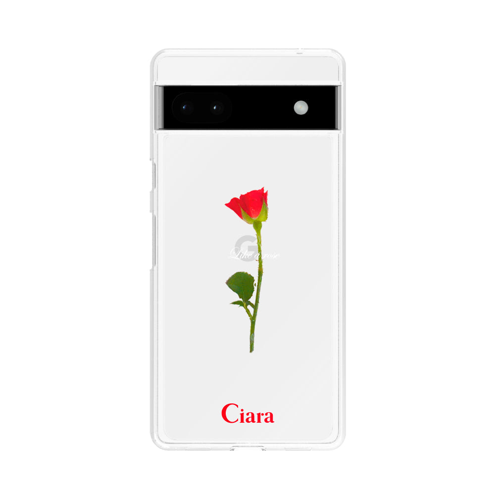 GooglePixel6aケース クリアケース ウォーターローズ レッド