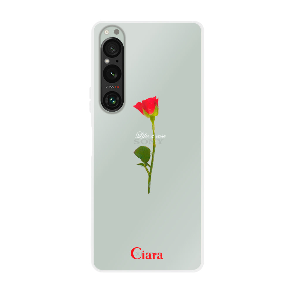 Xperia1Ⅳケース クリアケース ウォーターローズ レッド