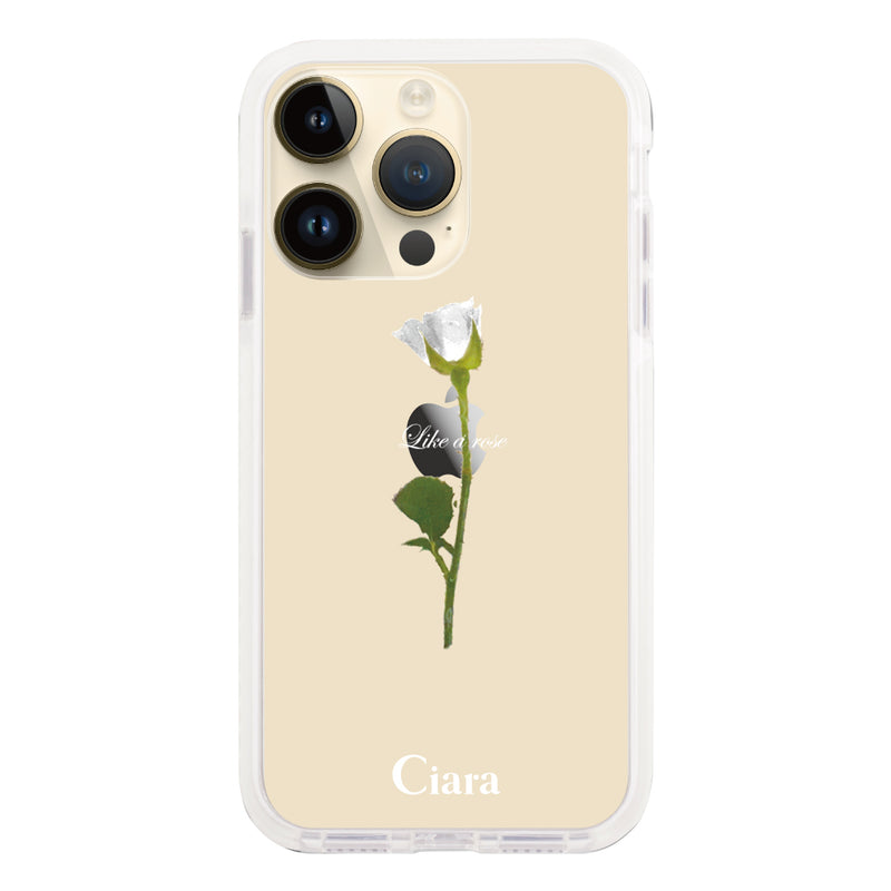 iPhoneケース クッションバンパー 耐衝撃クリアケース ウォーターローズ