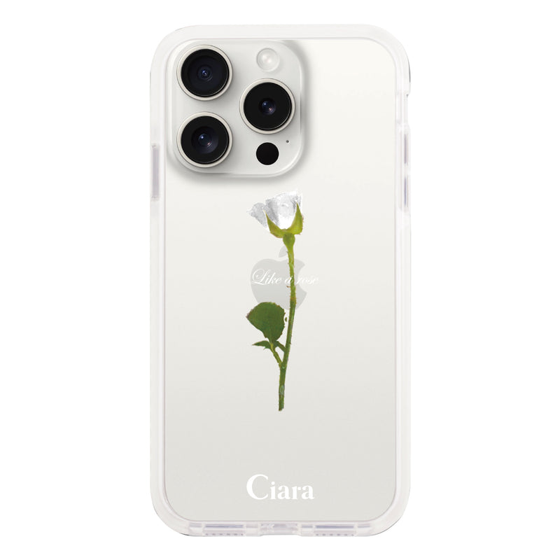 iPhoneケース クッションバンパー 耐衝撃クリアケース ウォーターローズ