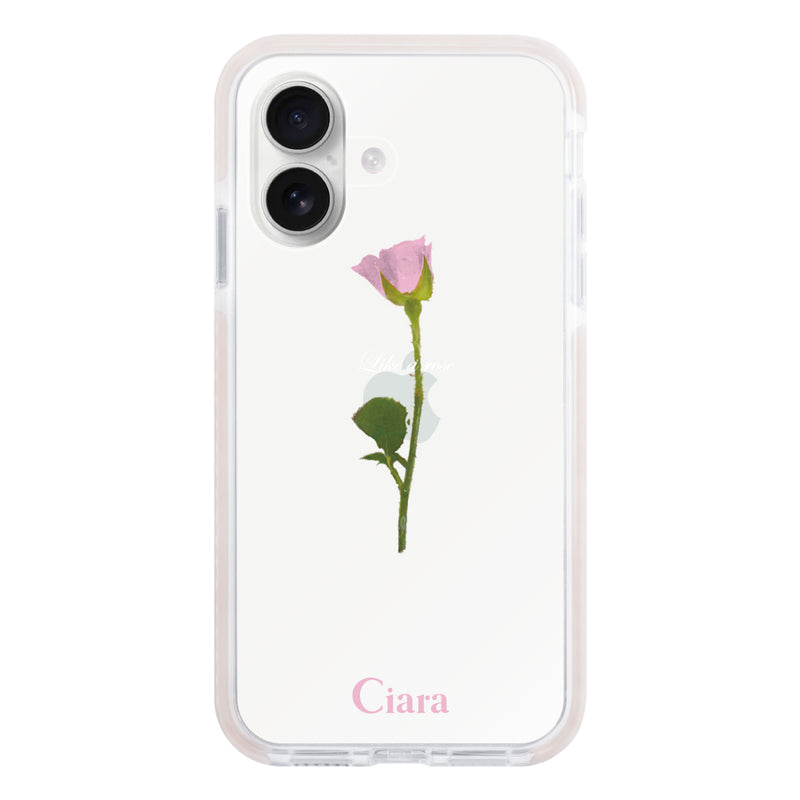 iPhoneケース クッションバンパー 耐衝撃クリアケース ウォーターローズ