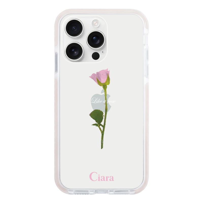 iPhoneケース クッションバンパー 耐衝撃クリアケース ウォーターローズ