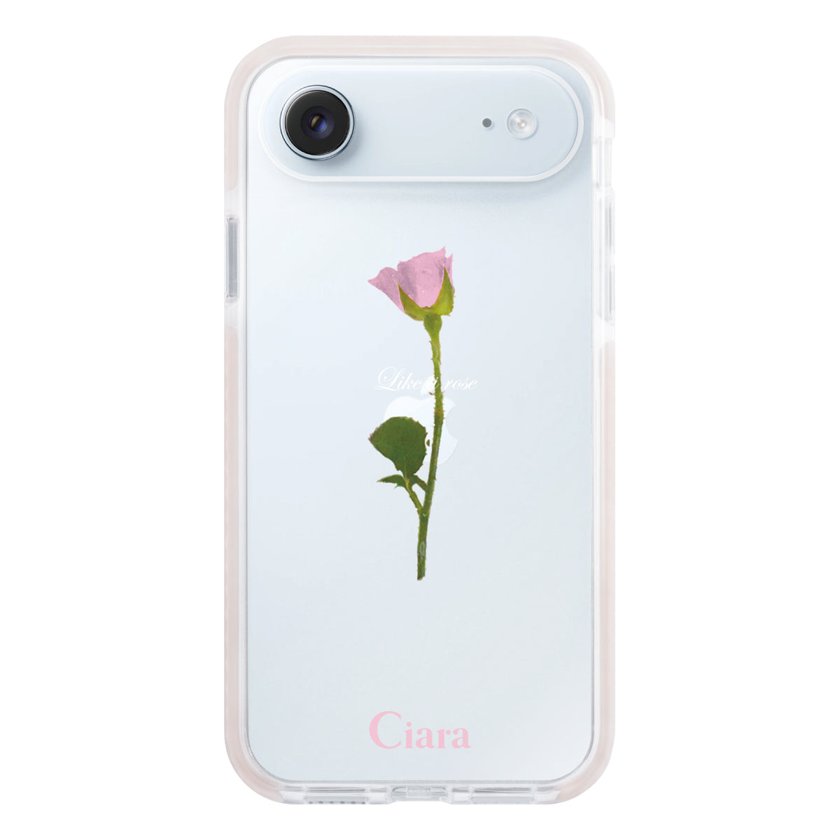 iPhoneAir クッションバンパー 耐衝撃クリアケース ウォーターローズ ピンク
