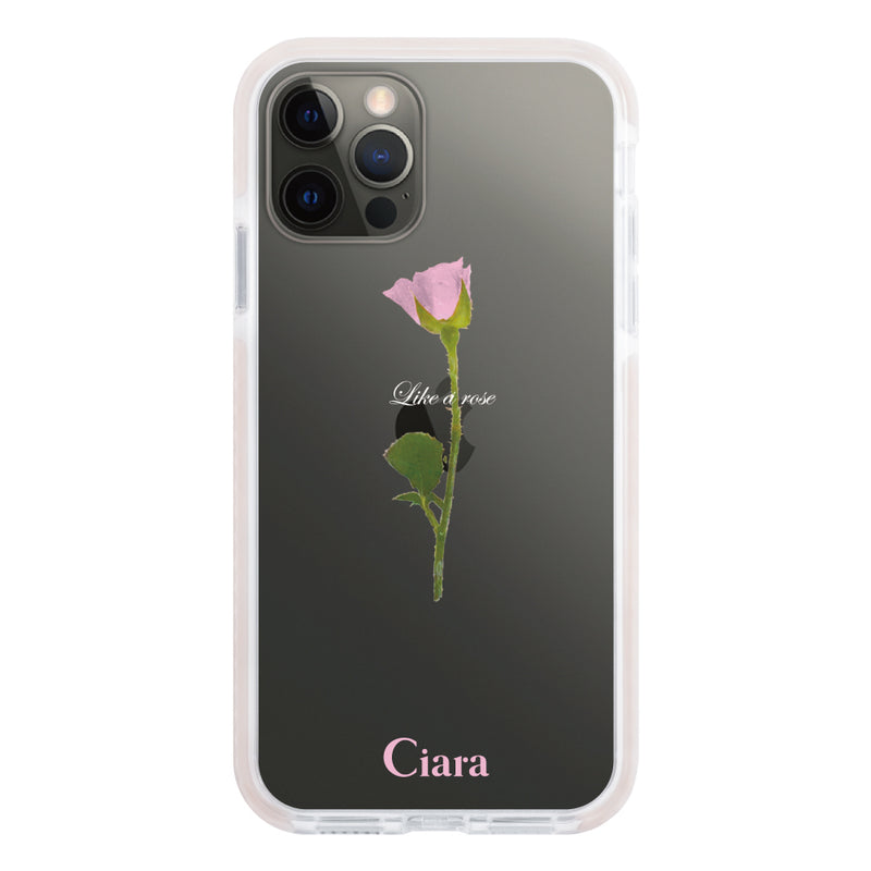 iPhoneケース クッションバンパー 耐衝撃クリアケース ウォーターローズ
