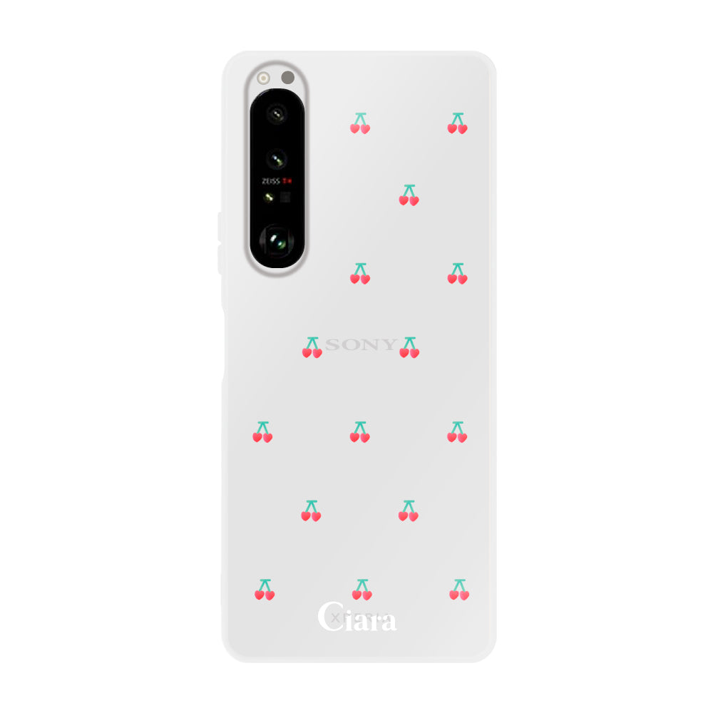 Xperia1Ⅱ クリアケース タイニーチェリー レッド