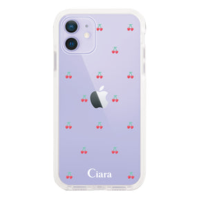 iPhone12/12Pro クッションバンパー 耐衝撃クリアケース タイニーチェリー レッド