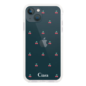 iPhone13mini クッションバンパー 耐衝撃クリアケース タイニーチェリー レッド