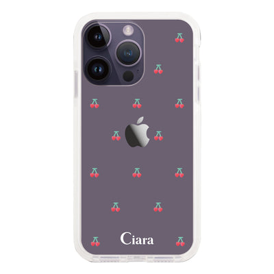 iPhoneケース クッションバンパー 耐衝撃クリアケース タイニーチェリー