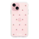 iPhone15 クッションバンパー 耐衝撃クリアケース タイニーチェリー レッド