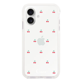 iPhone16 クッションバンパー 耐衝撃クリアケース タイニーチェリー レッド