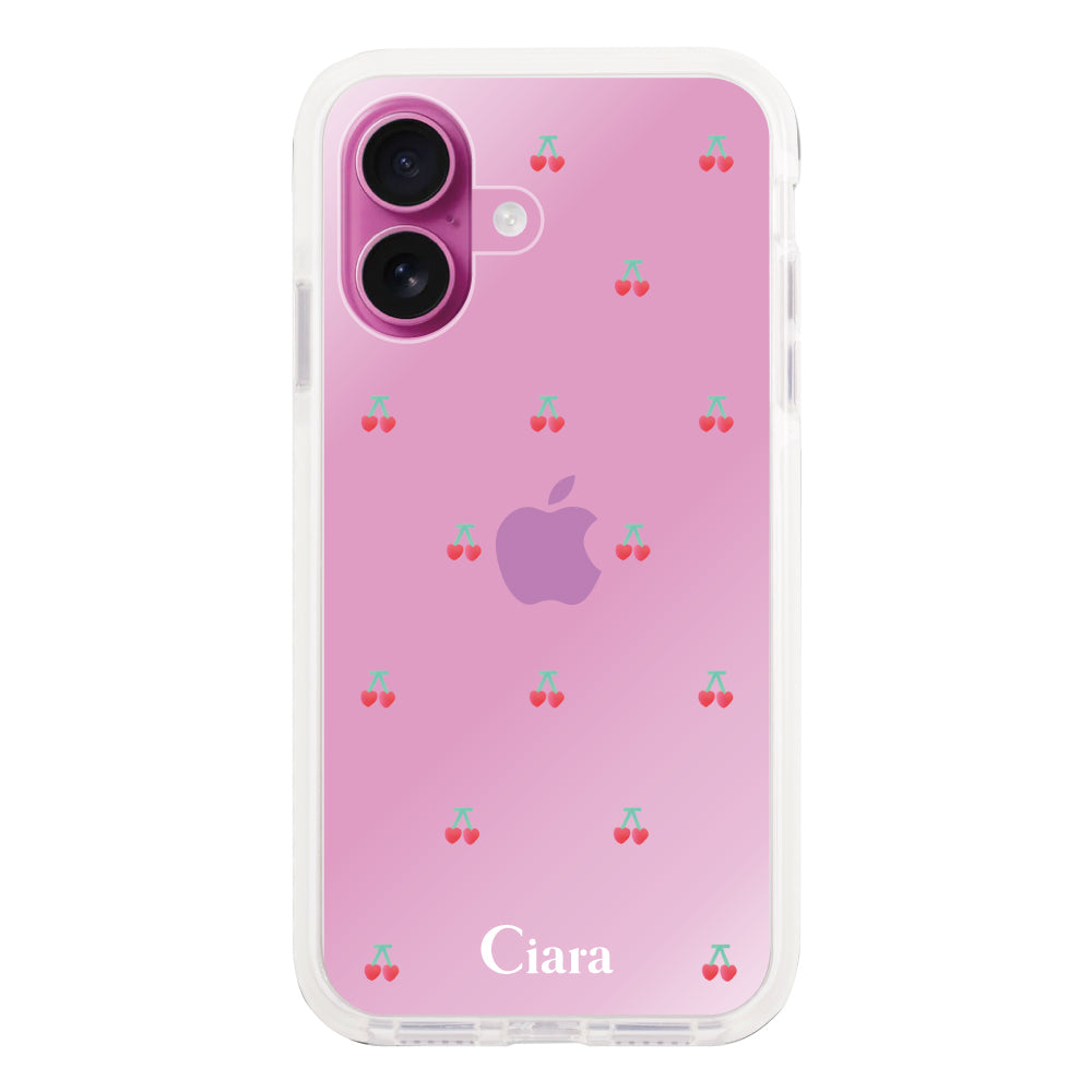 iPhone16Plus クッションバンパー 耐衝撃クリアケース タイニーチェリー レッド